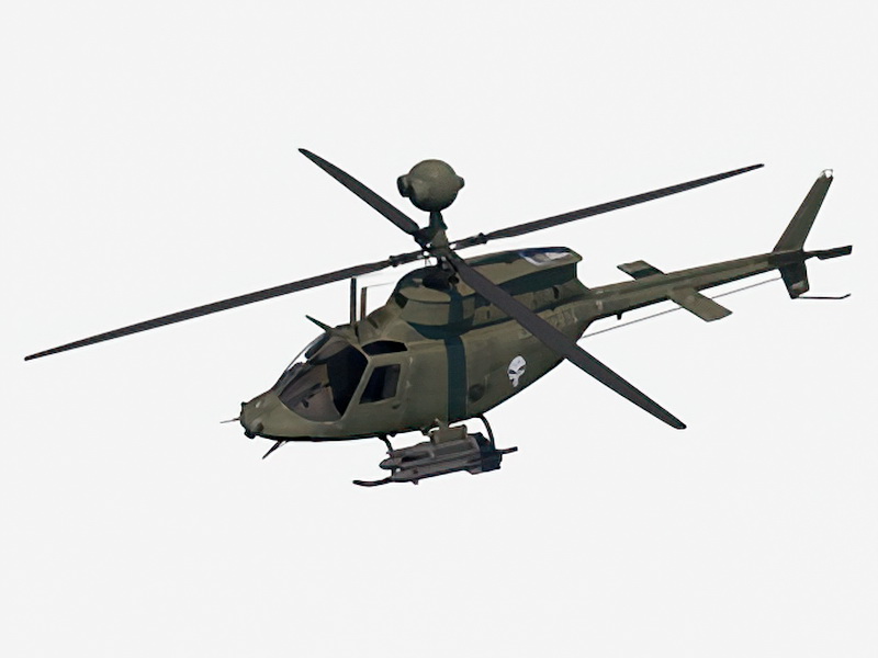 OH-58 Kiowa Military Helicopter 3d rendering