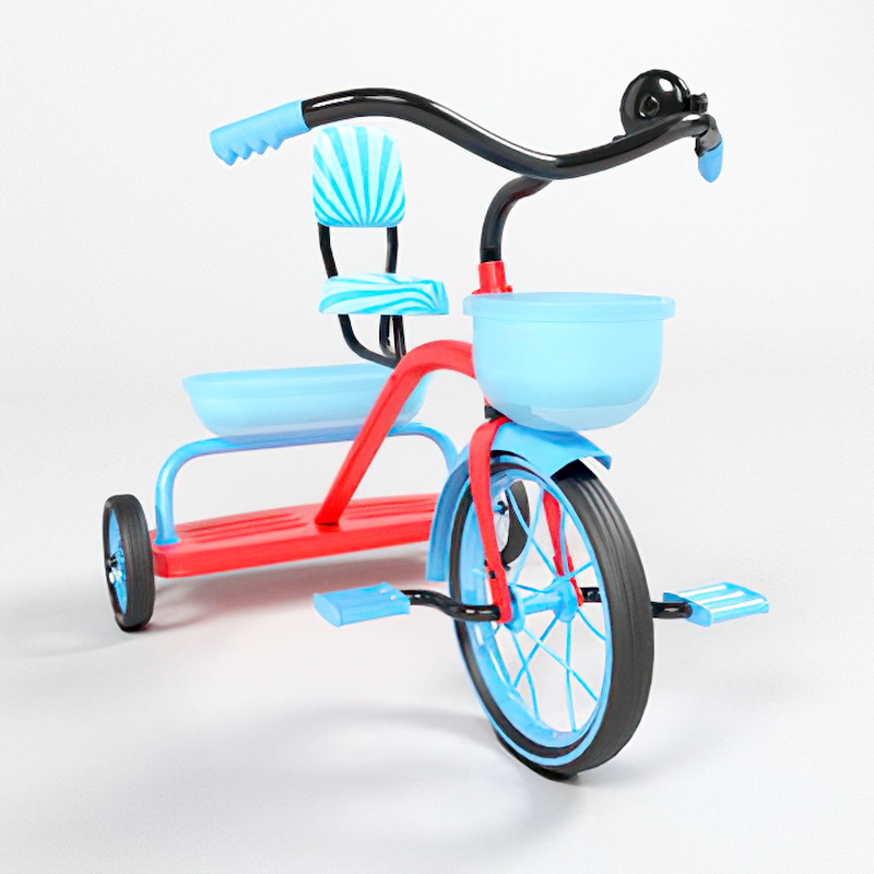 Blue Tricycle for Kids 3d rendering