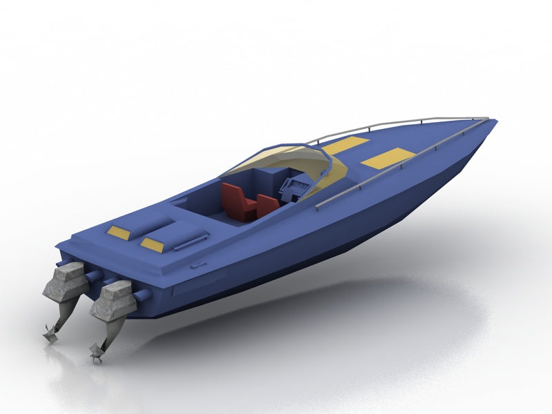 Blue Speed Boat 3d rendering