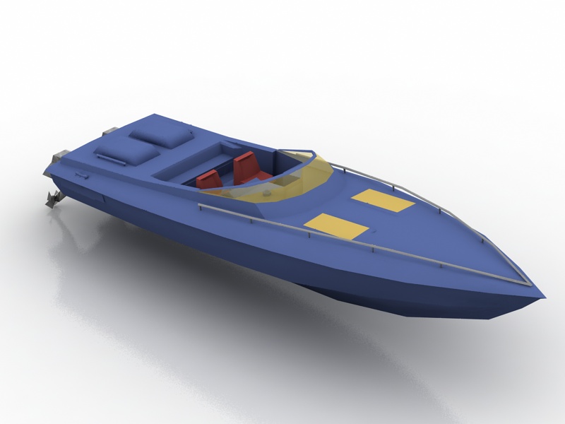 Blue Speed Boat 3d rendering