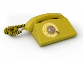 Yellow Retro Telephone 3d preview