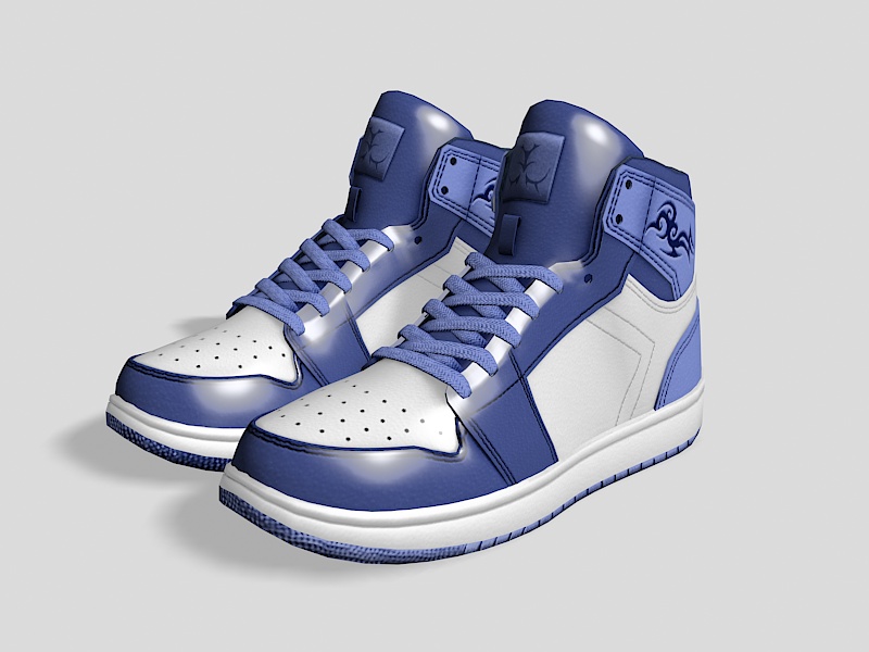 Blue Sneakers 3d rendering