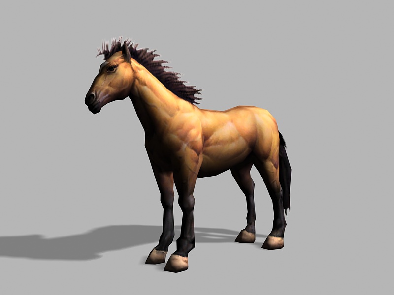 Brown Horse Low Poly 3d rendering