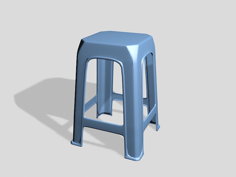 Blue Plastic Stool Chair 3d rendering