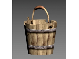 Old Wooden Bucket Low Poly 3d preview