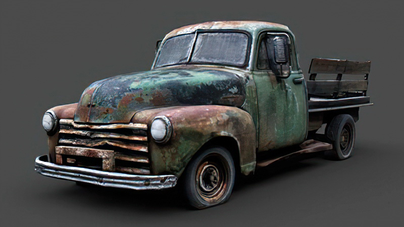 Abandoned Farm Truck 3d rendering