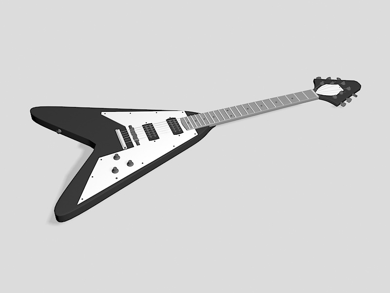 White and Black Bass Guitar 3d rendering