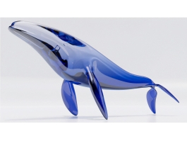 Blue Glass Whale Sculpture 3d preview