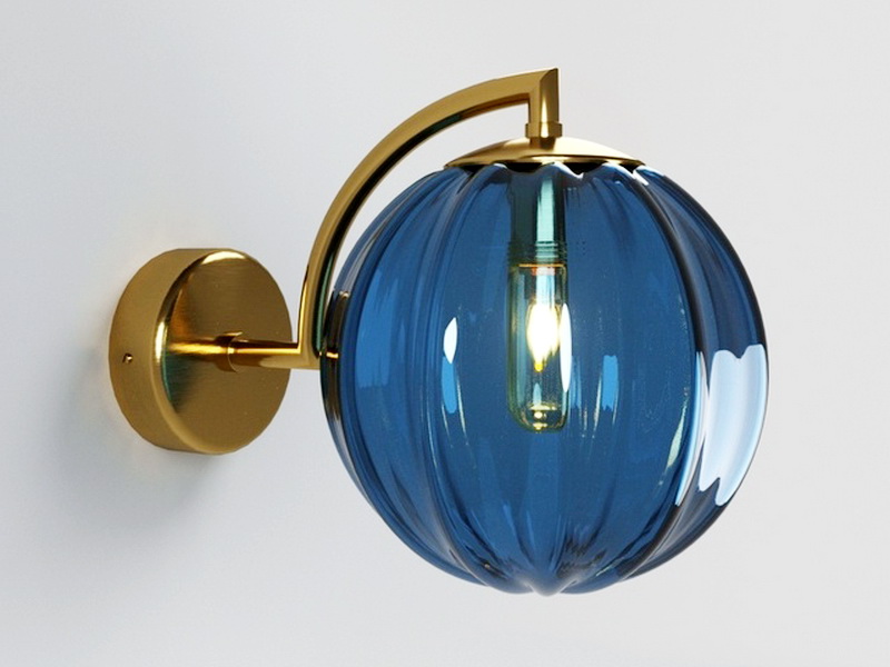 Blue Glass Globe Wall Sconce 3d rendering