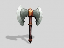 Double-Bladed Battle Axe Lowpoly 3d preview