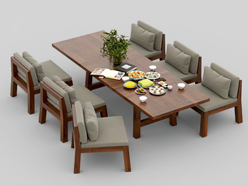 Dark Wood Dining Table Sets 3d rendering