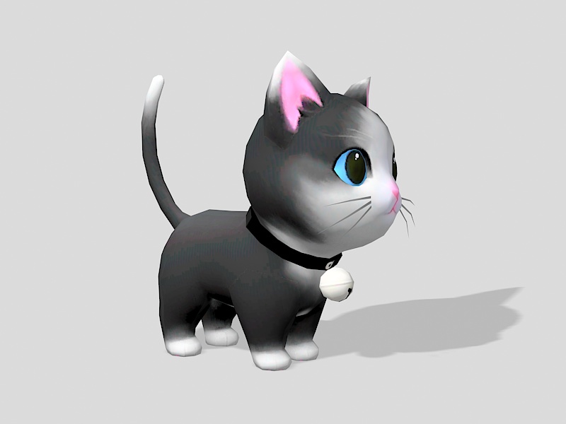 Cute Black Cat Cartoon 3d rendering