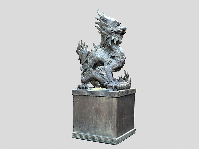 Stone Chinese Dragon Statue 3d rendering
