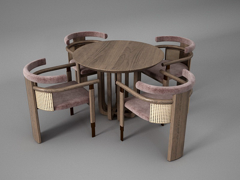 4 Chairs Dining Table Set 3d rendering