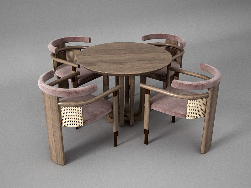 4 Chairs Dining Table Set 3d rendering
