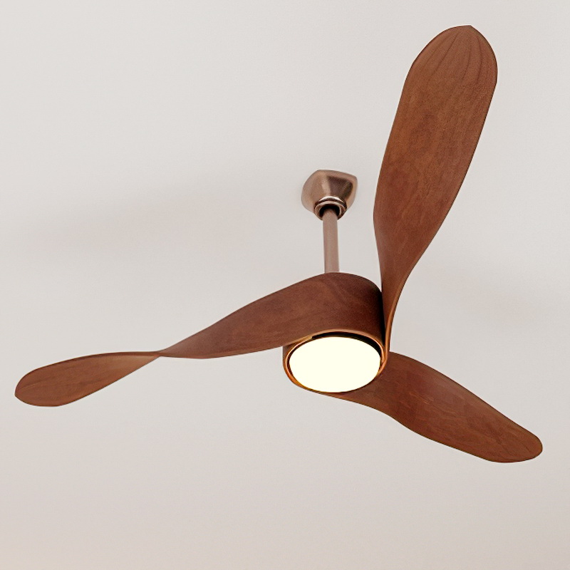 Wood Ceiling Fan with Light 3d rendering
