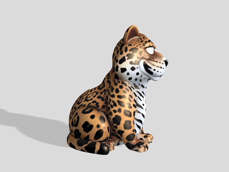 Sitting Jaguar Cartoon 3d rendering
