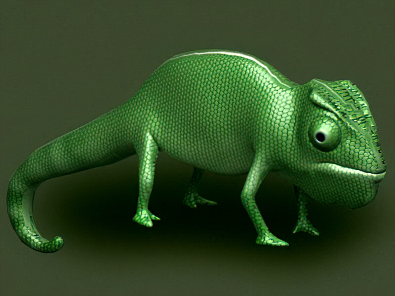 Green Chameleon 3d rendering