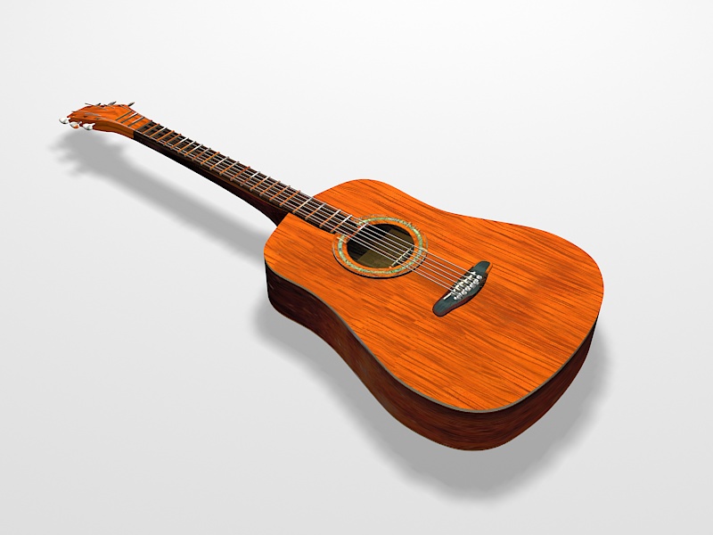 Acoustic Guitar 3d rendering