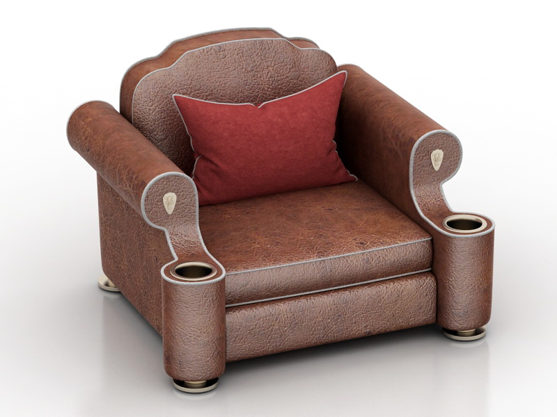 Brown Leather Armchair 3d rendering