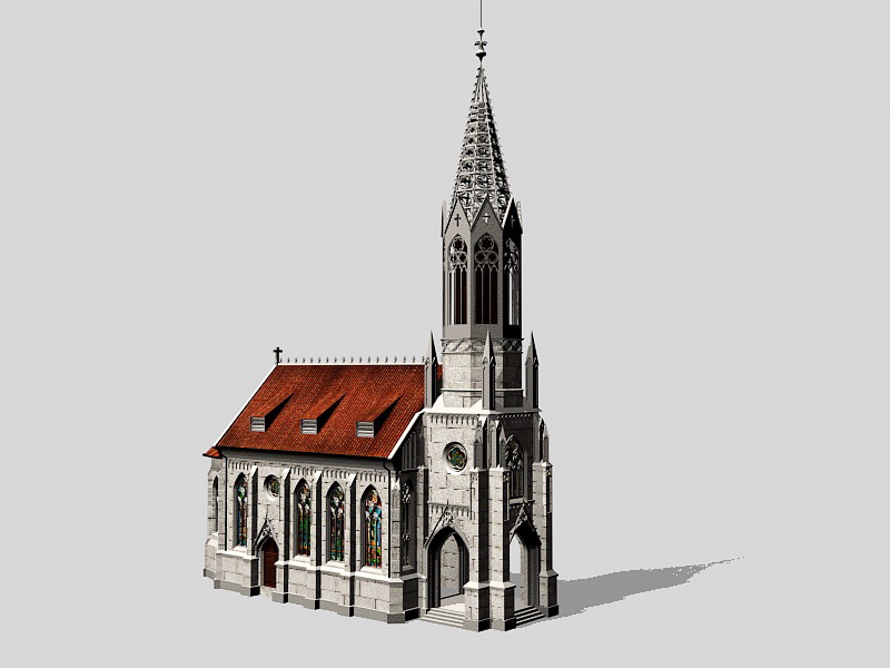 Gothic Cathedral Architecture 3d rendering