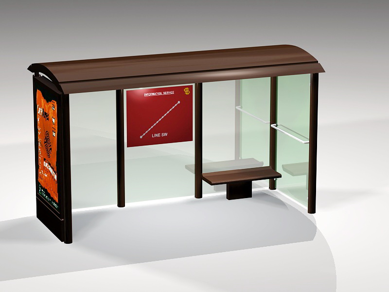 Small Bus Stop Shelter 3d rendering