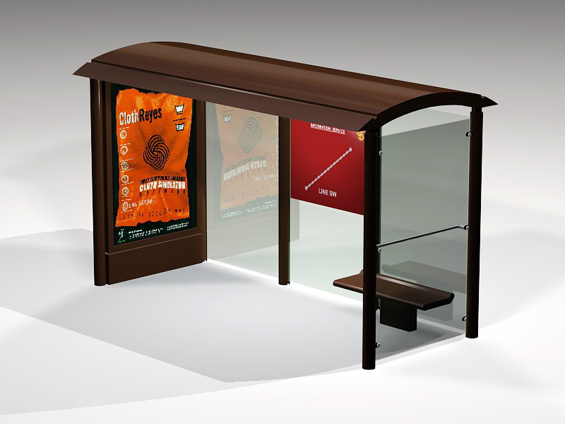 Small Bus Stop Shelter 3d rendering