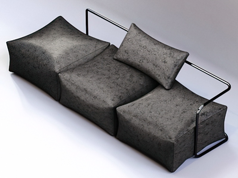 Modern Grey Leather Couch 3d rendering
