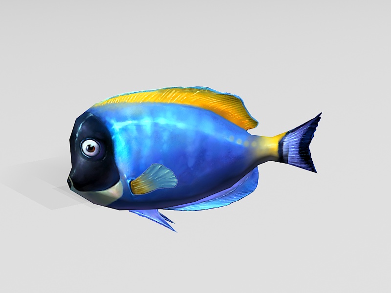 Blue Butterfly Fish Lowpoly 3d rendering