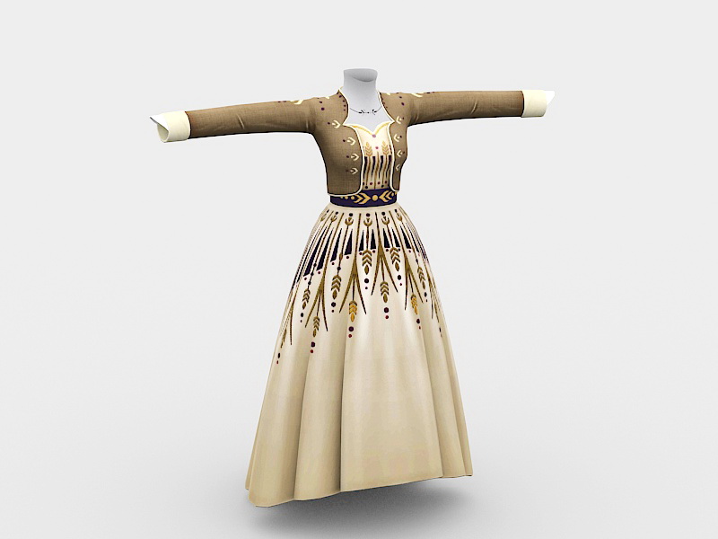 Old Victorian Evening Dress 3d rendering