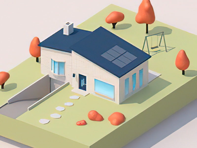 Simple Cute House 3d rendering