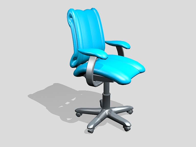 Blue Leather Desk Chair 3d rendering
