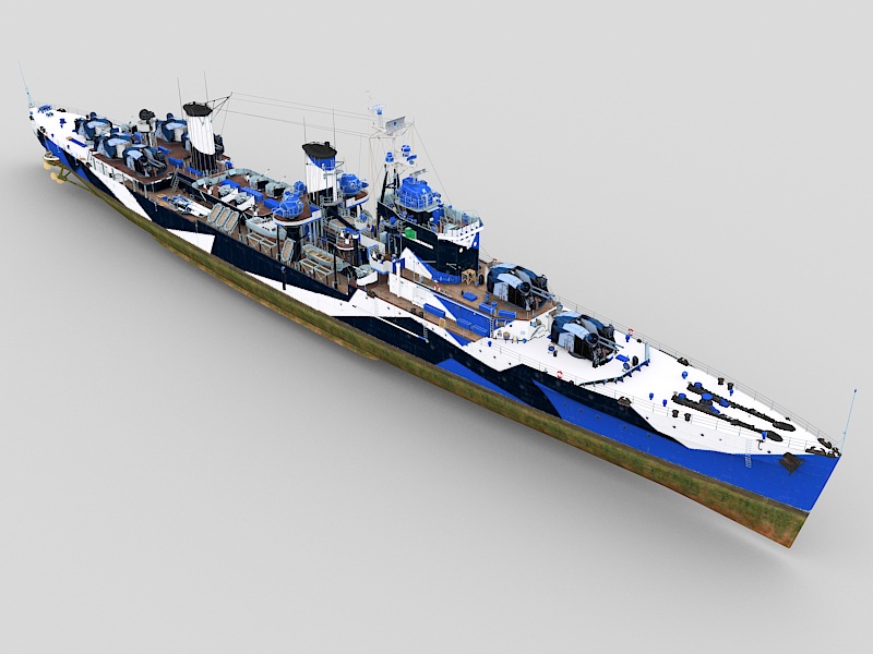 HMS Aurora Light Cruiser 3d rendering