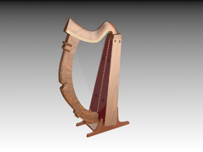 Celtic Harp Instrument 3d rendering