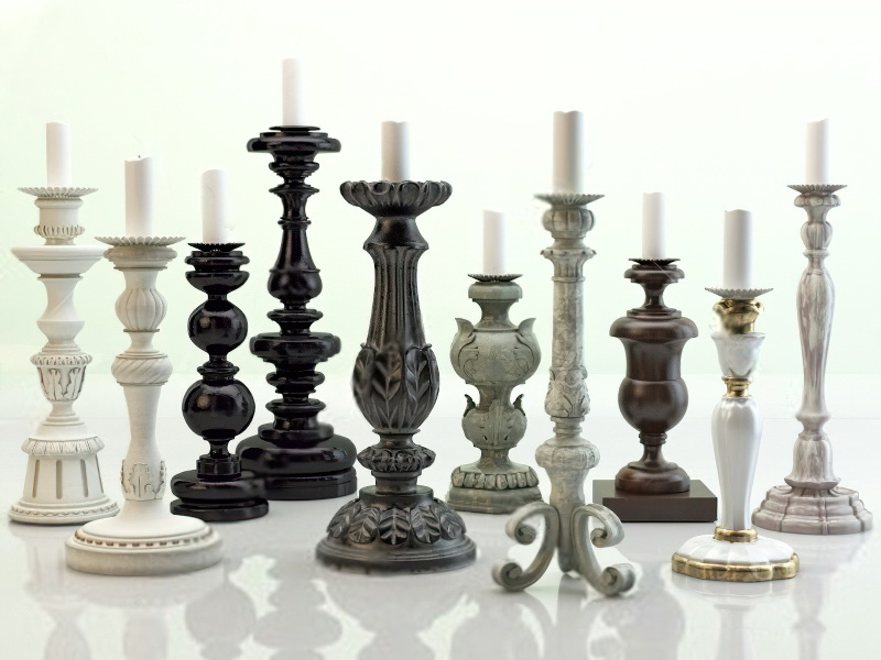Rustic Candlesticks Collection 3d rendering
