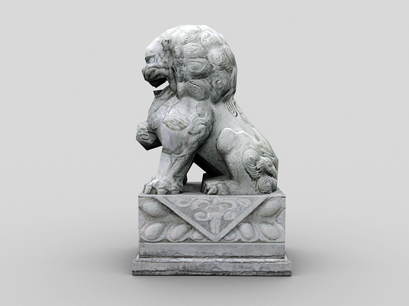 Ancient Oriental Stone Lion Statue 3d rendering