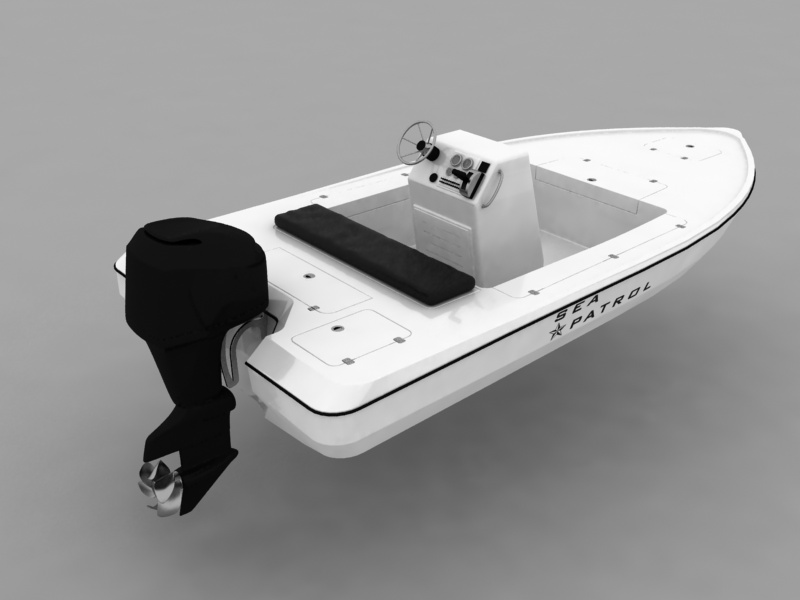 High Speed Police Boat 3d rendering