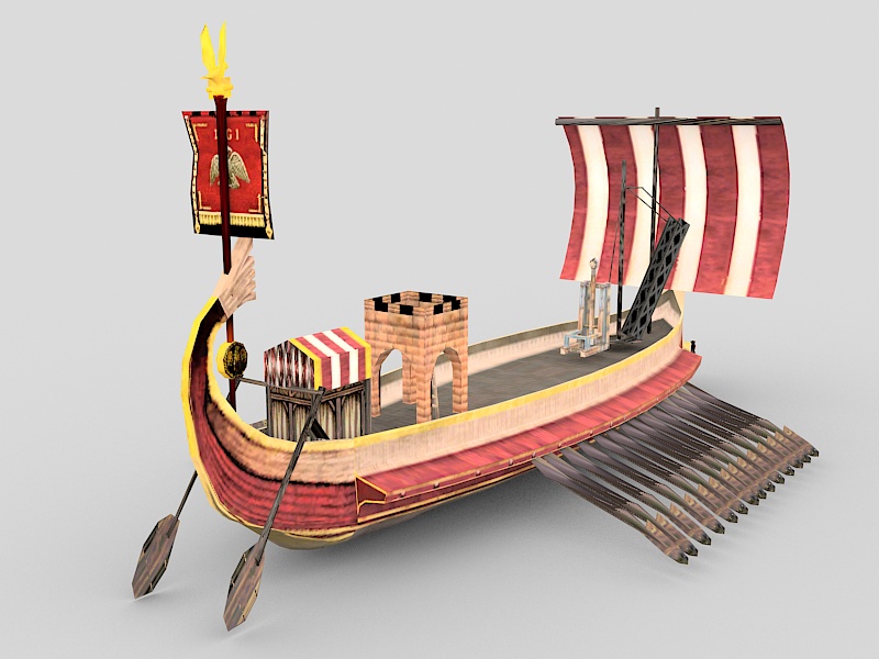 Roman War Ship 3d rendering