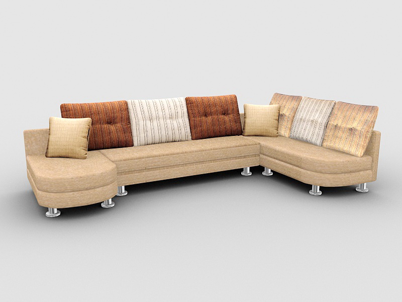 Light Brown Sectional Sofa with Chaise Lounge 3d rendering