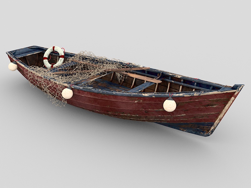 Old Wood Fishing Boat 3d model 3ds Max,Autodesk FBX files free